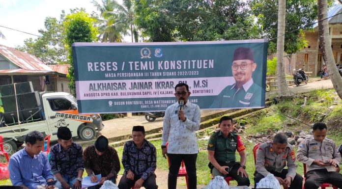 Anggota DPRD Bulukumba Alkhaisar Jainar Ikrar, SH dari Fraksi PKB Adakan Reses di Desa Mattoanging