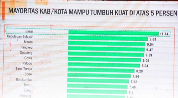 Kabupaten Sinjai Raih Peringkat Pertama Pertumbuhan Ekonomi di Sulsel, Capai 11,14% Triwulan I 2026